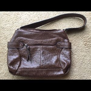 Bueno faux ostrich leather handbag